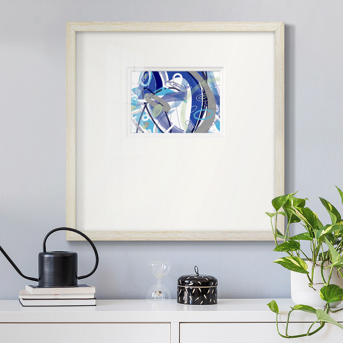 Blue Flow- Premium Framed Print Double Matboard