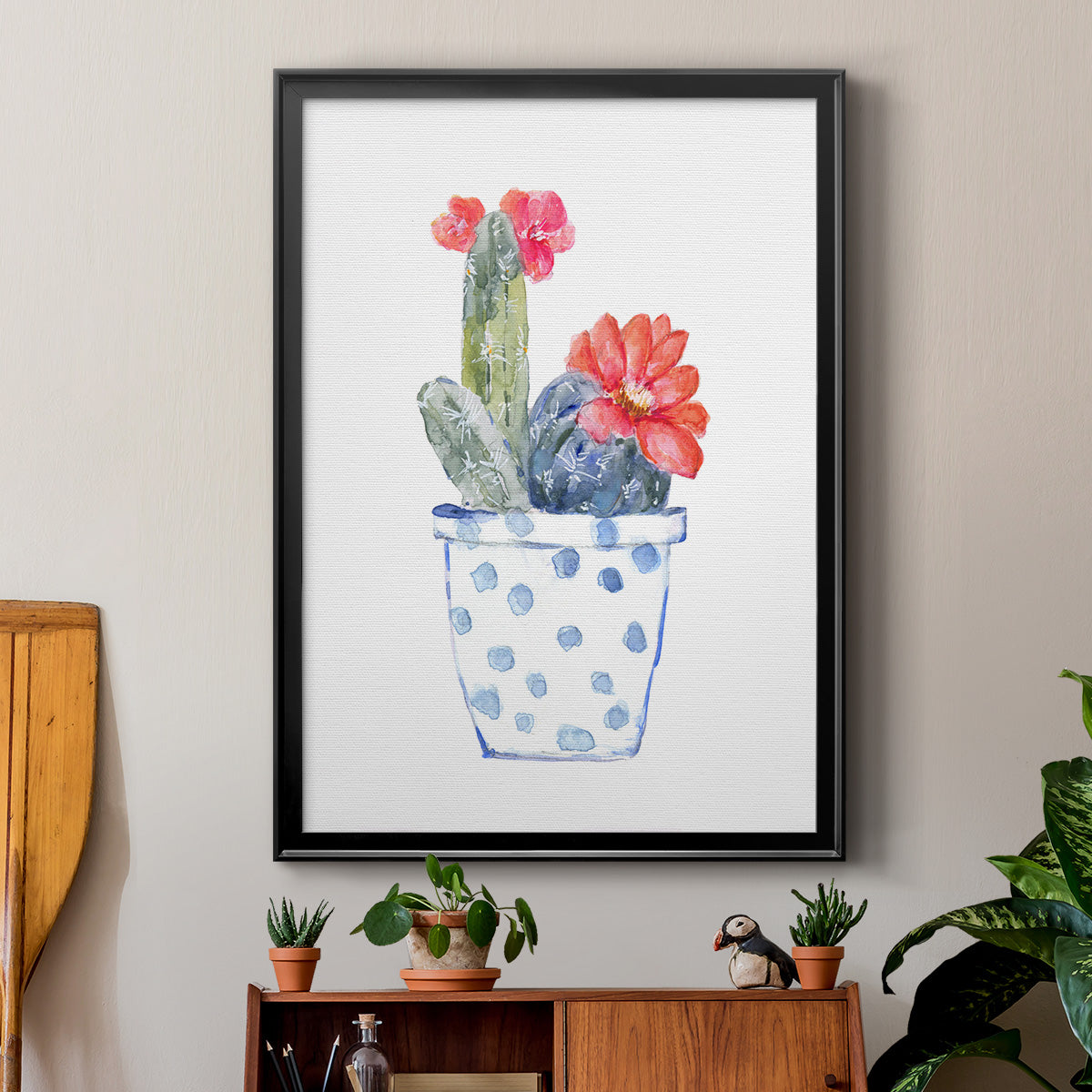 Cactus and Succulent Blooms II - Modern Framed Canvas Print