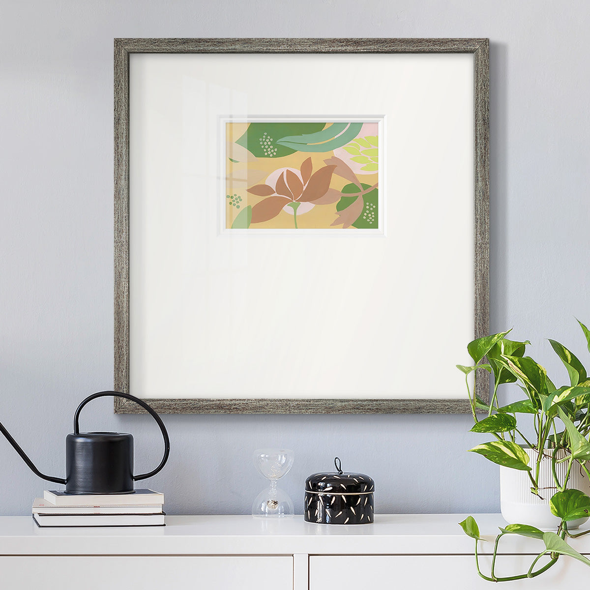 Neutral Blooms I Premium Framed Print Double Matboard