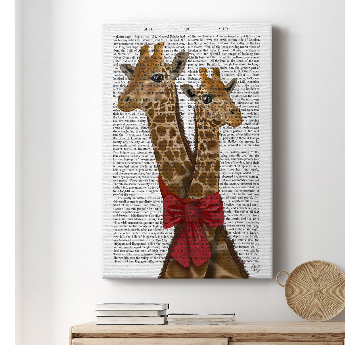 Giraffes and Bow Premium Gallery Wrapped Canvas - Ready to Hang