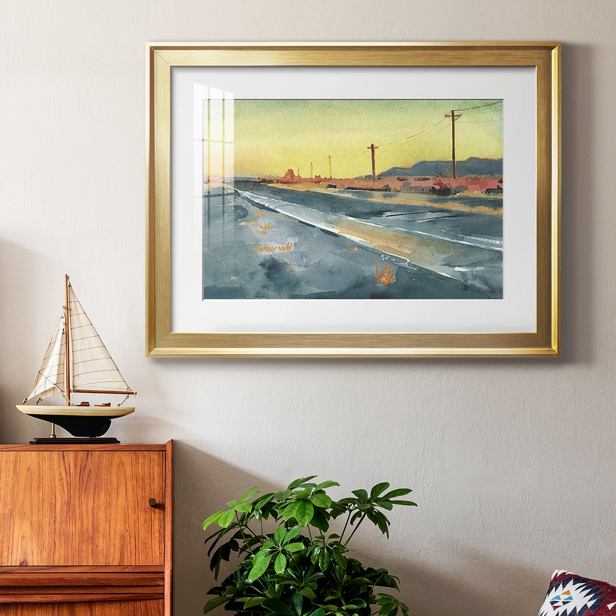 Deserted Highway I Premium Framed Print - Ready to Hang