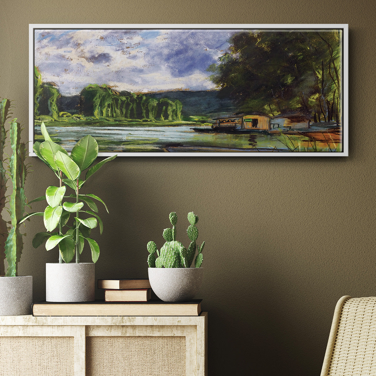 The Banks of the Seine near Jeufosse (Eure), 1880 - Floater Framed Canvas Print