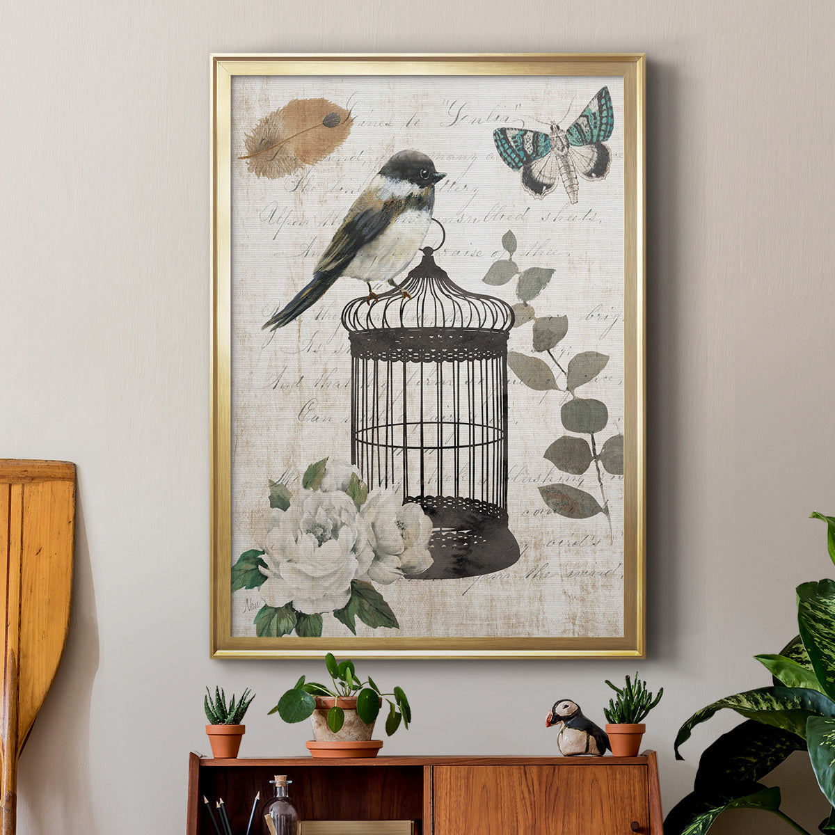 Vintage Menagerie I - Modern Framed Canvas Print