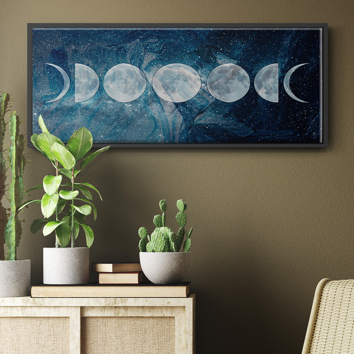 Moon Phases - Floater Framed Canvas Print