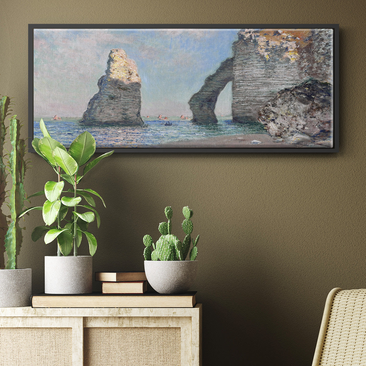 The Rock Needle and the Porte d'Aval, 1885 (Clark Art Institute version) - Floater Framed Canvas Print