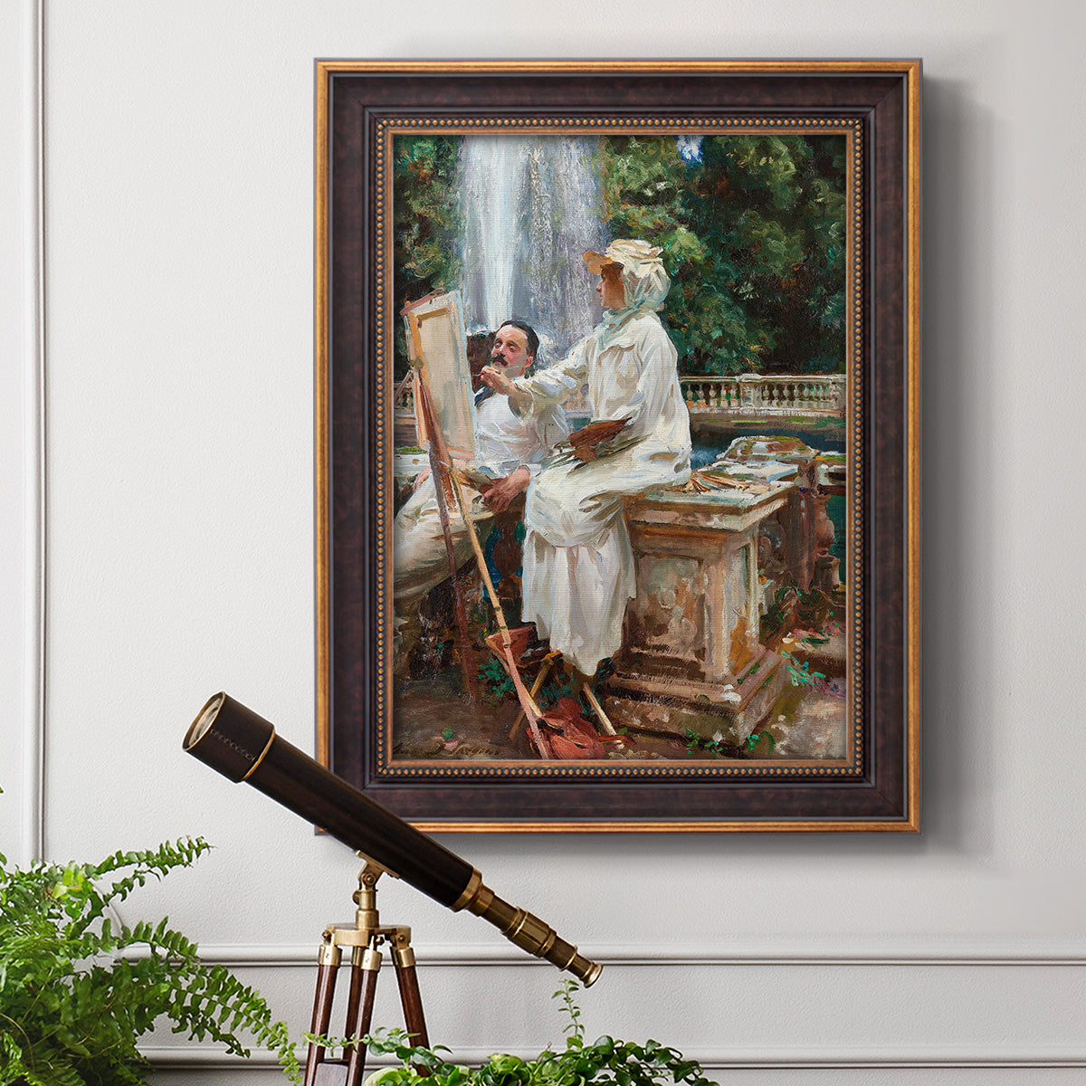 The Fountain Villa Torlonia, Frascati, Italy - Ornate Framed Canvas Print