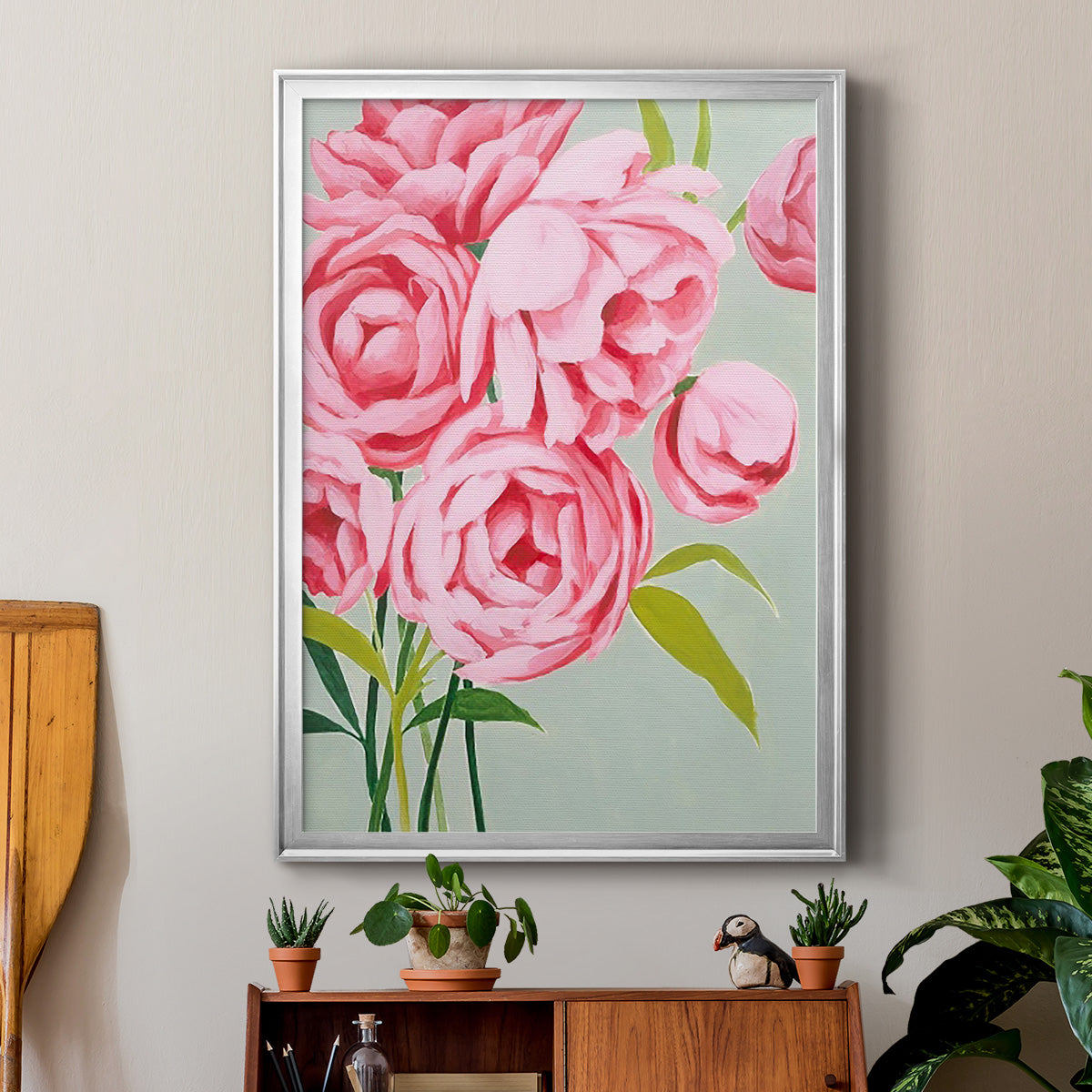 This Year's Peonies II - Modern Framed Canvas Print