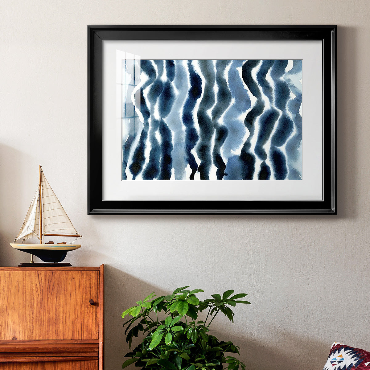 True Blue Wave I - Modern Framed Art Print
