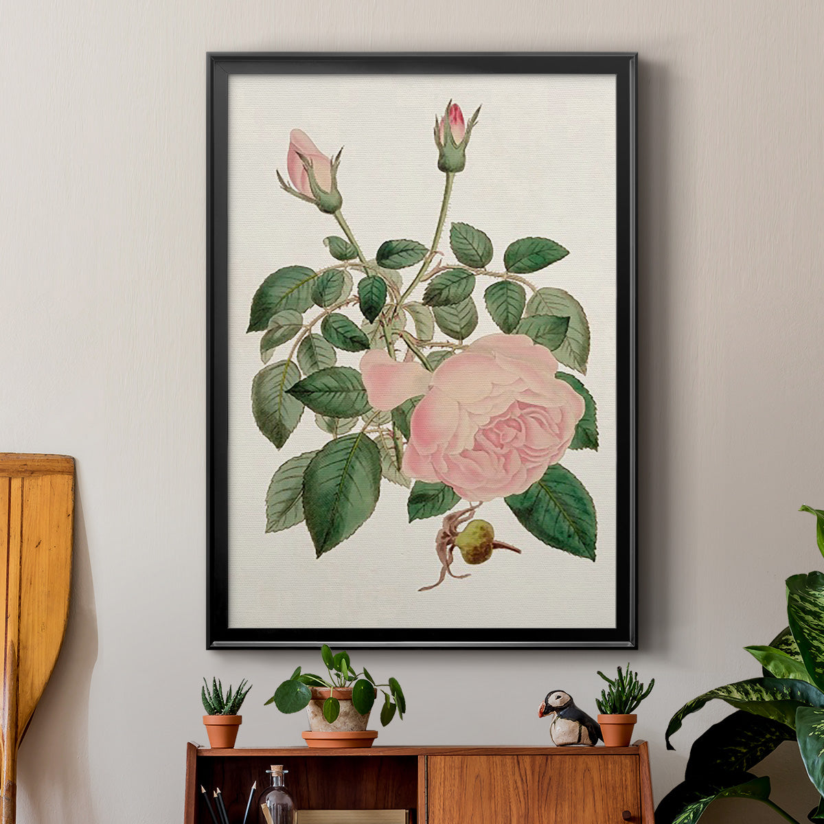 Pink Floral Mix II - Modern Framed Canvas Print