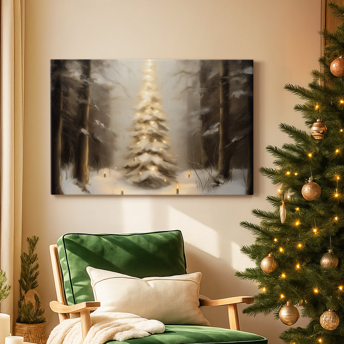 Twilight of Warm Lantern Snow - Canvas Art Print