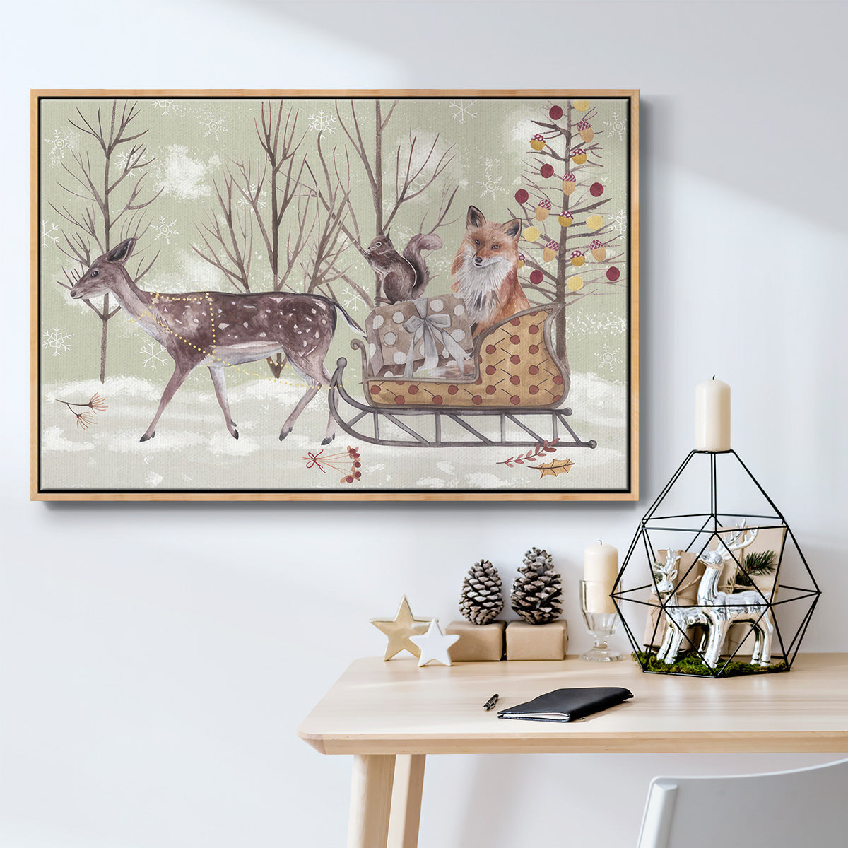 Christmas Time Collection A - Framed Gallery Wrapped Canvas in Floating Frame