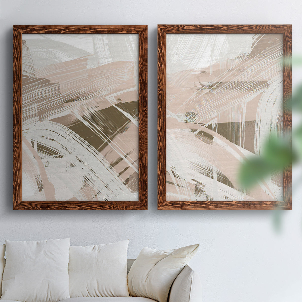 Earthtone Swipe I - Premium Framed Canvas 2 Piece Set - Ready to Hang