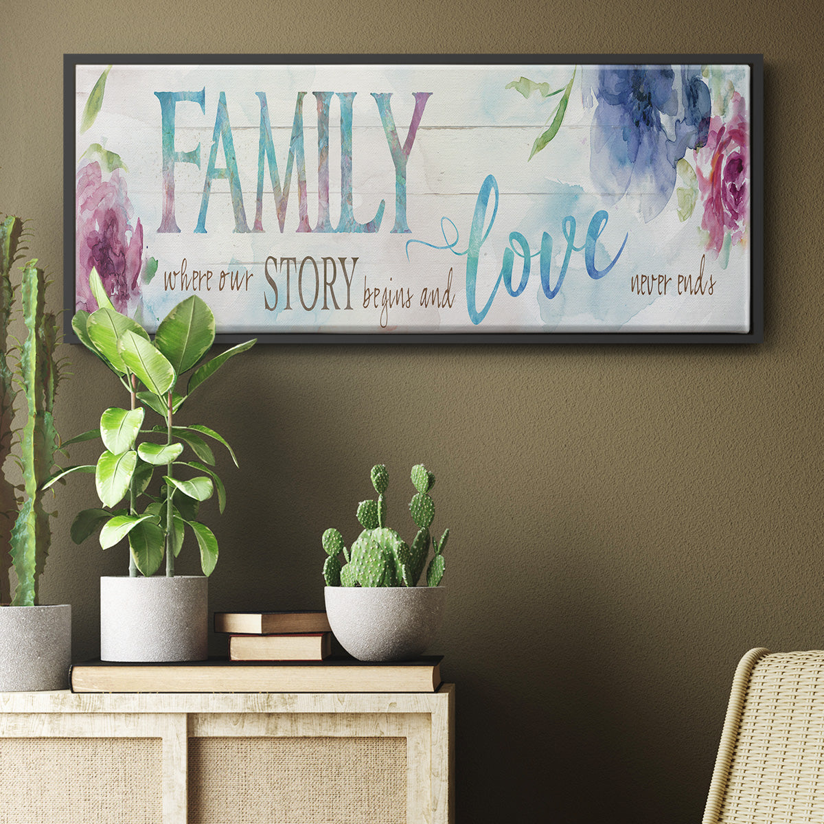 Family Love Story - Floater Framed Canvas Print