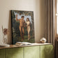 Canvas art print of a classical composition with figures and gentle landscape styled in a home decor setting.
