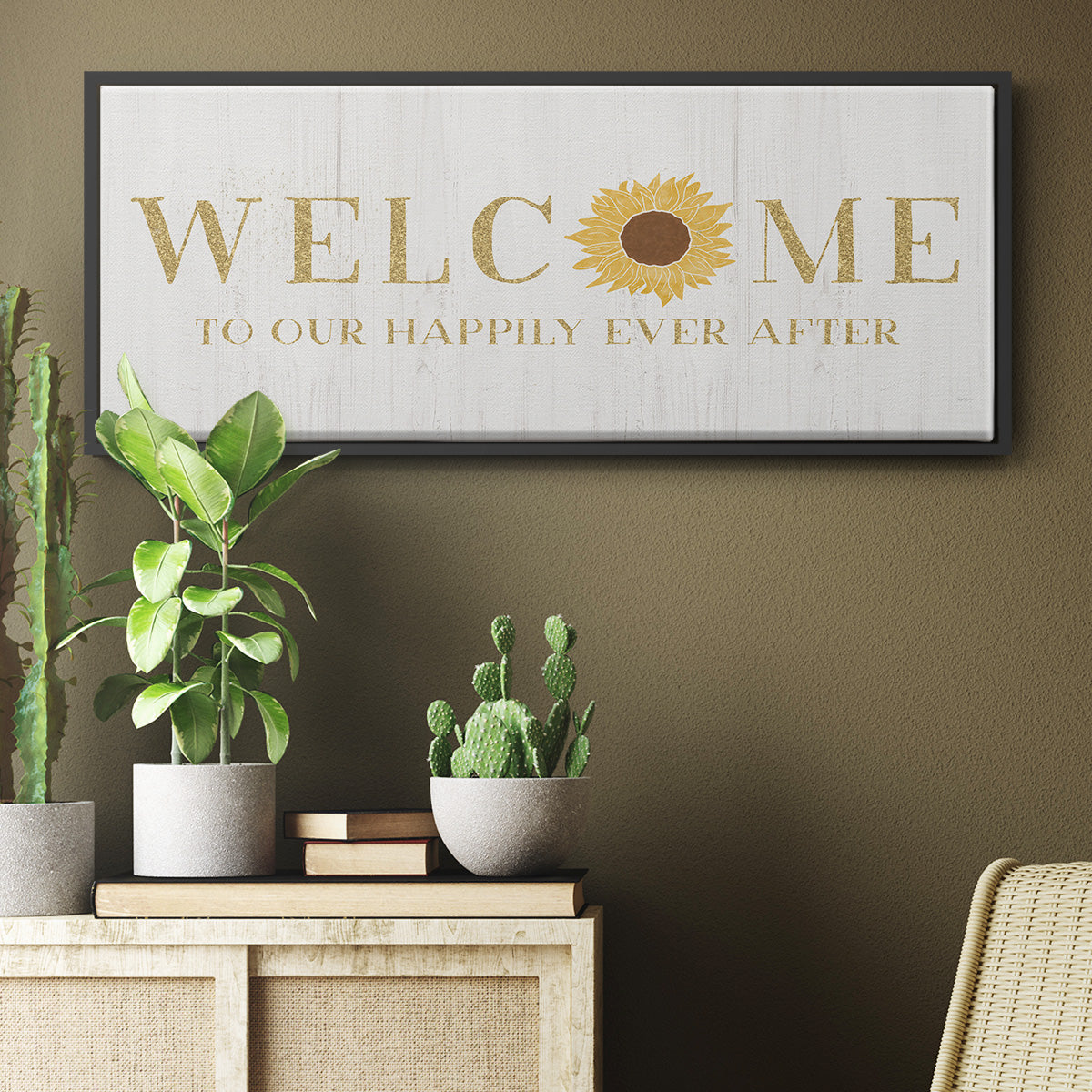 Welcome Happily Ever After - Floater Framed Canvas Print