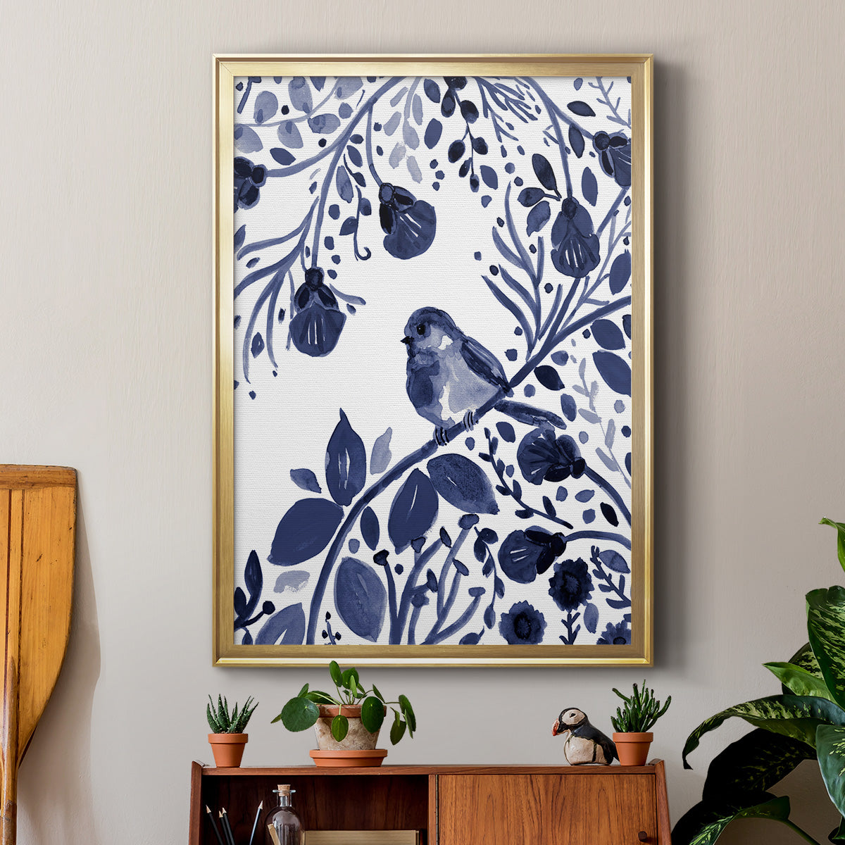 Indigo Song II - Modern Framed Canvas Print