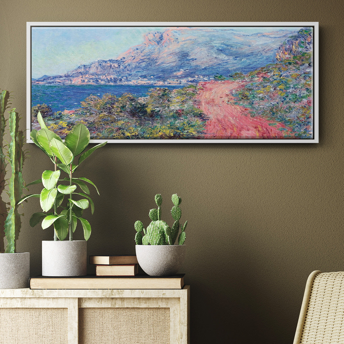 The Red Road Near Menton, 1884 - Floater Framed Canvas Print