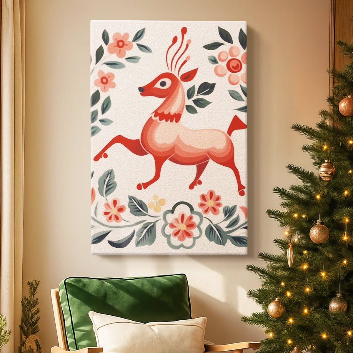 Twilight of Holly-Red Lantern - Canvas Art Print