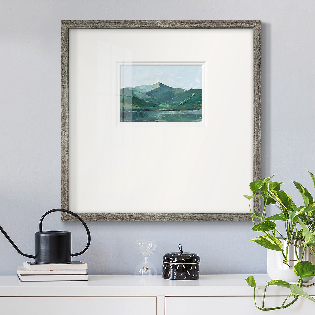 Green Grey Mountains I Premium Framed Print Double Matboard