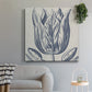 Indigo Floral on Linen VI - Canvas Art Print