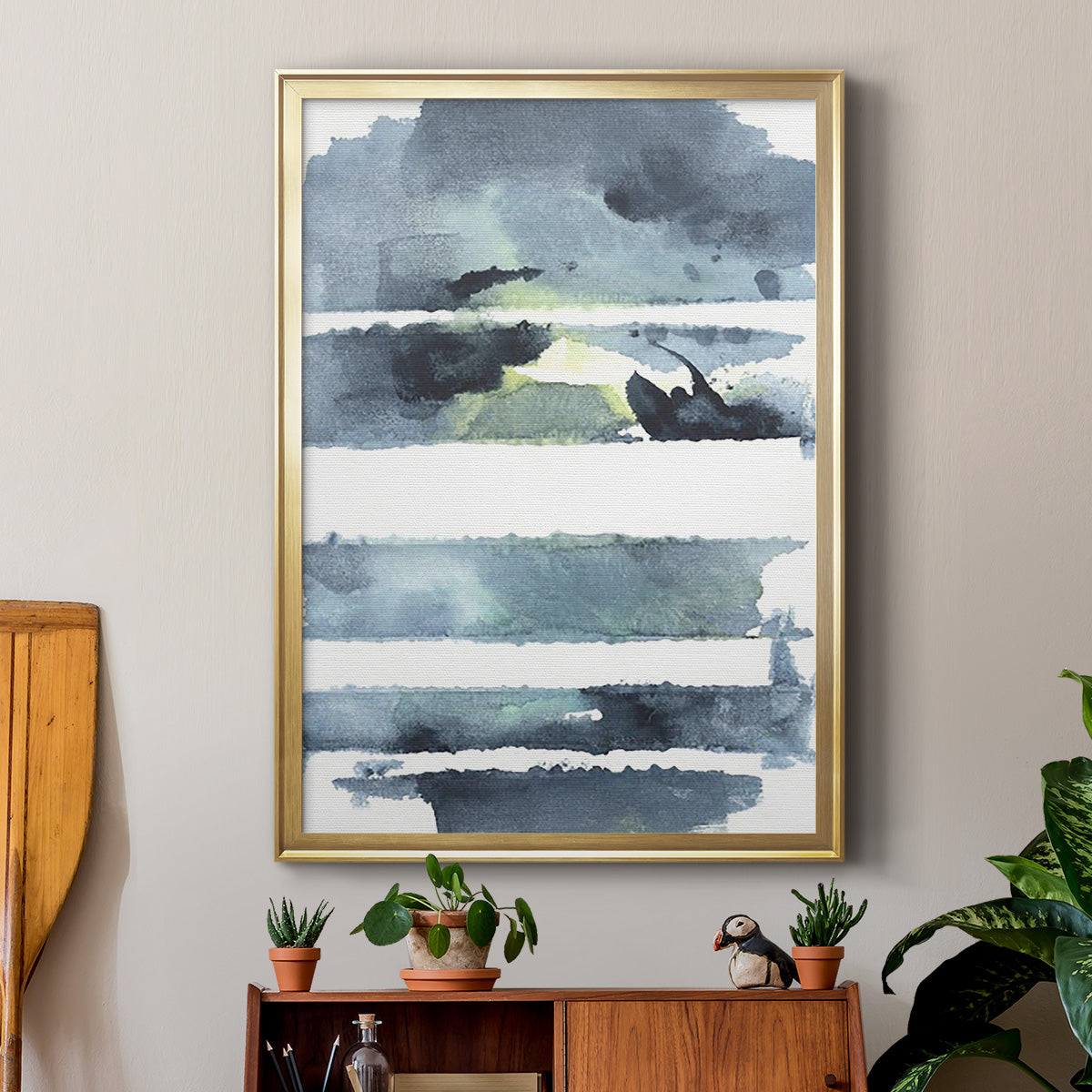 Blue Memories I - Modern Framed Canvas Print