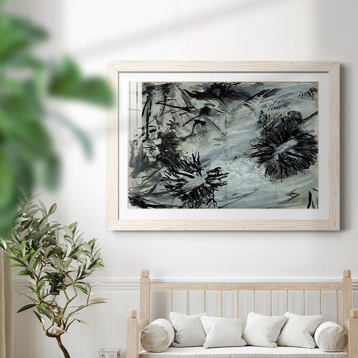 Black & White Chinois I - Barnwood Framed Art Print