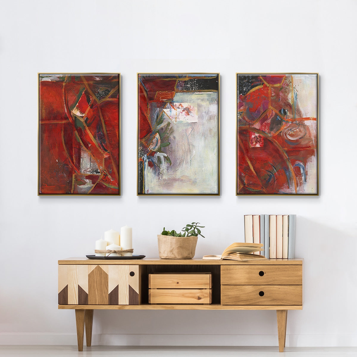 City Life I - Framed Premium Gallery Wrapped Canvas L Frame 3 Piece Set - Ready to Hang