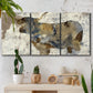 Three-panel canvas wall art featuring farm animal portrait in rustic setting, displayed in a boho-chic entryway above a console table.