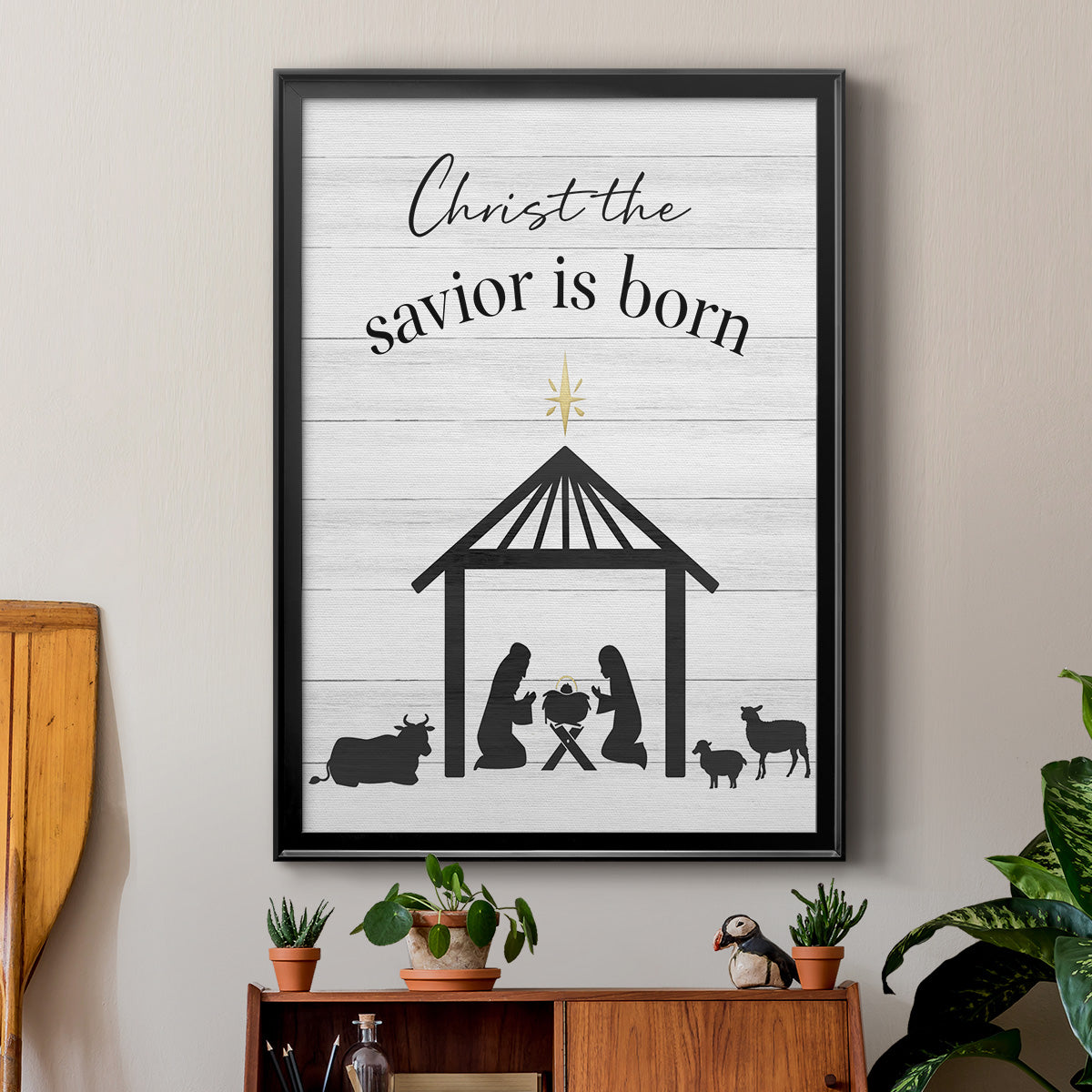 The Savior is Born - Modern Framed Canvas Print