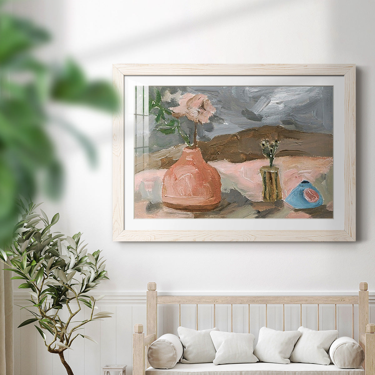 Vase of Pink Flowers I - Barnwood Framed Art Print