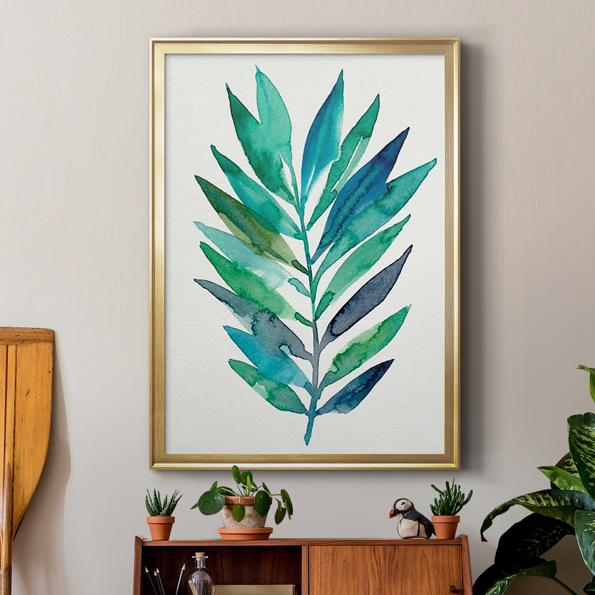 Palm Frond Flow II - Modern Framed Canvas Print