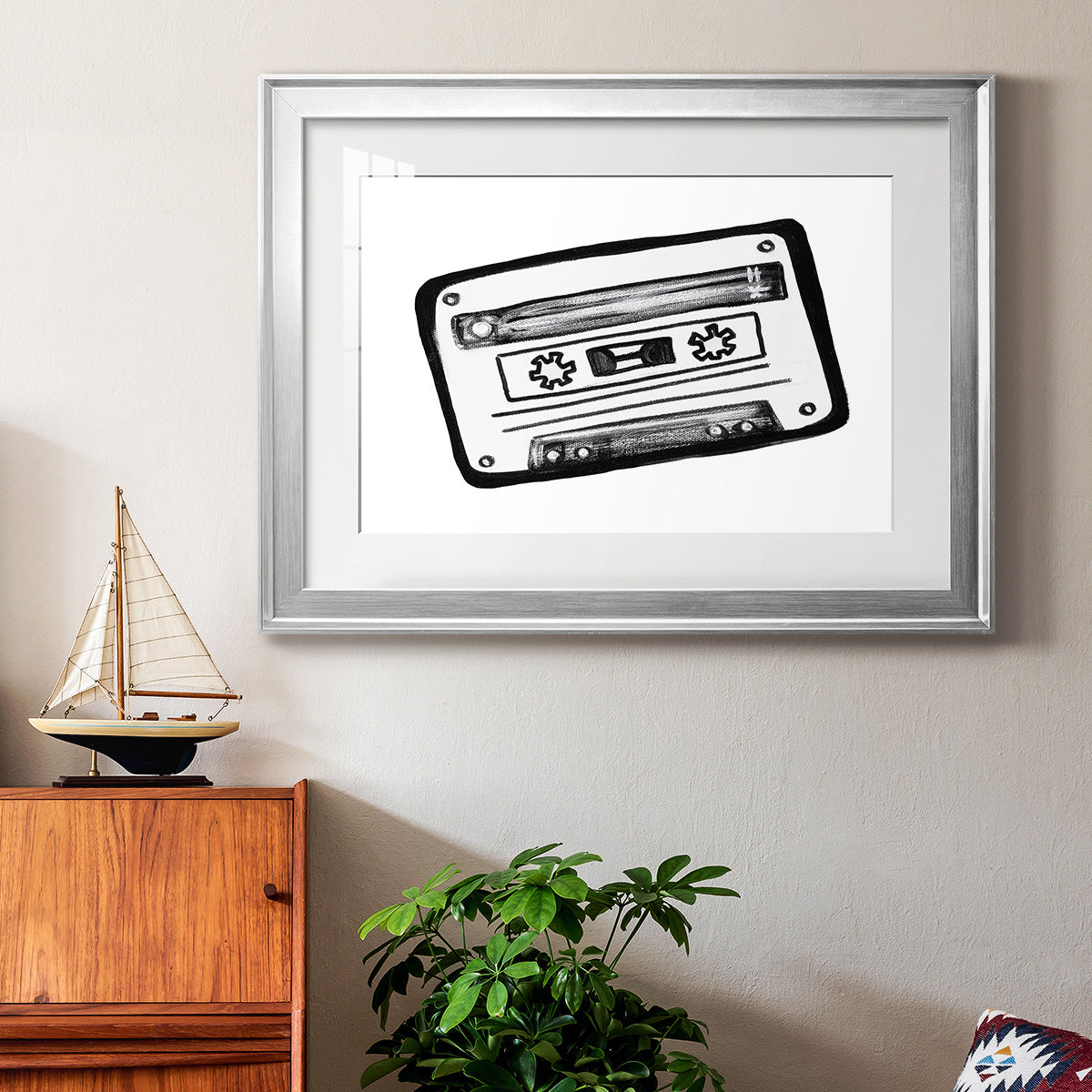 Cassette Sketch Premium Framed Print - Ready to Hang