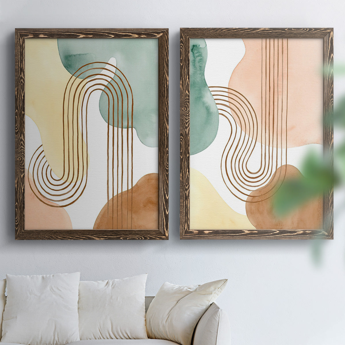 Spring Shapes I - Premium Framed Canvas 2 Piece Set - Ready to Hang