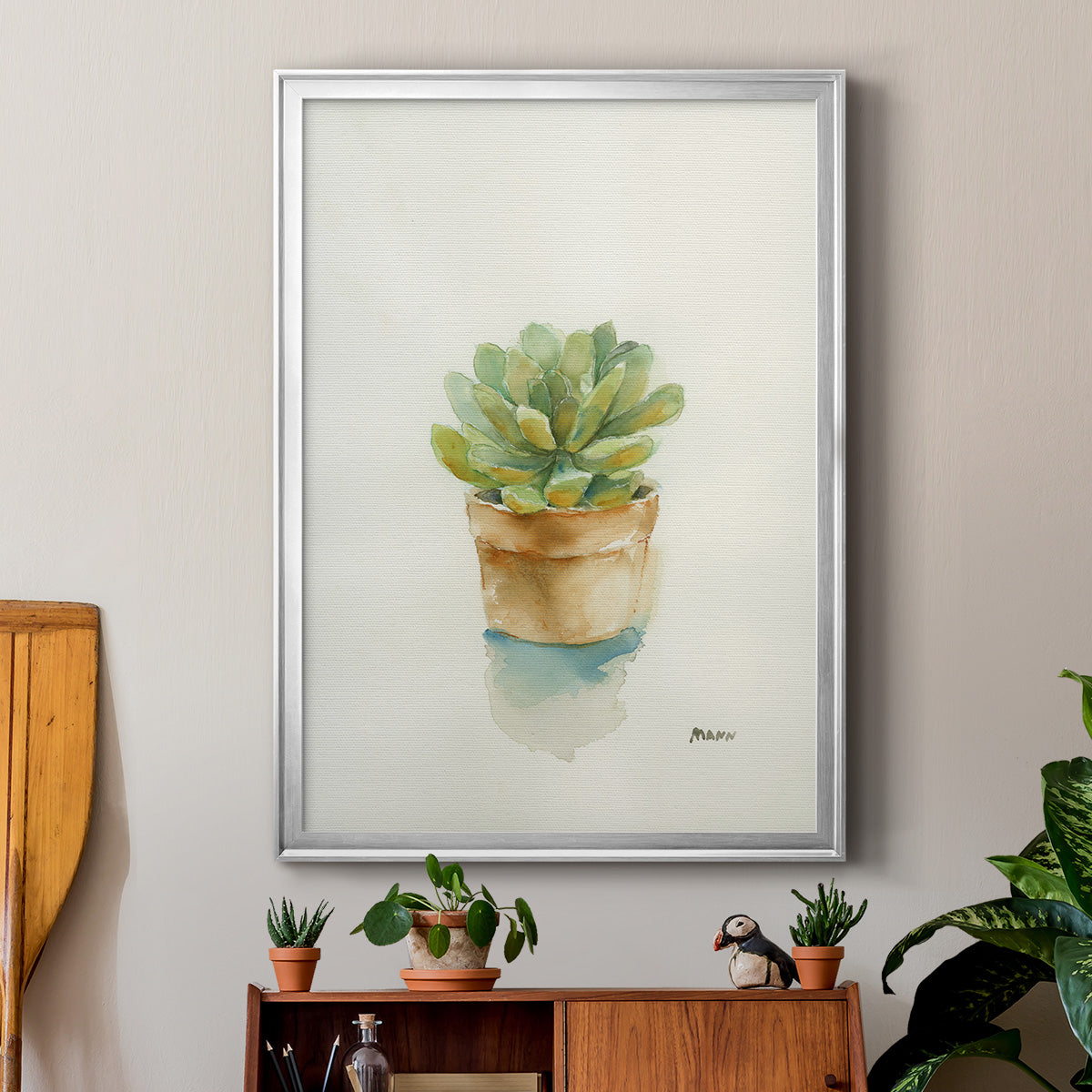 Succulent II - Modern Framed Canvas Print