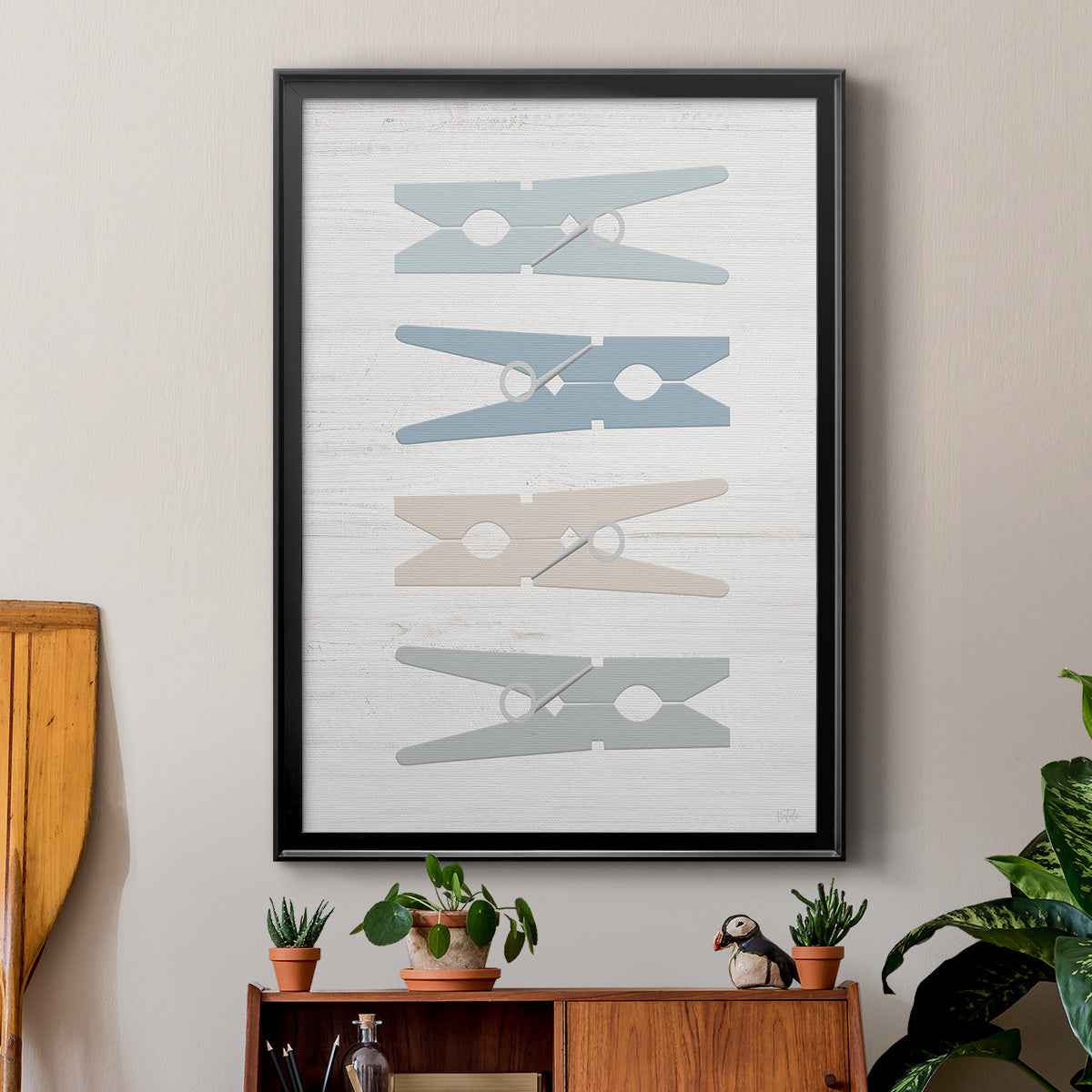 Laundry Pins - Modern Framed Canvas Print