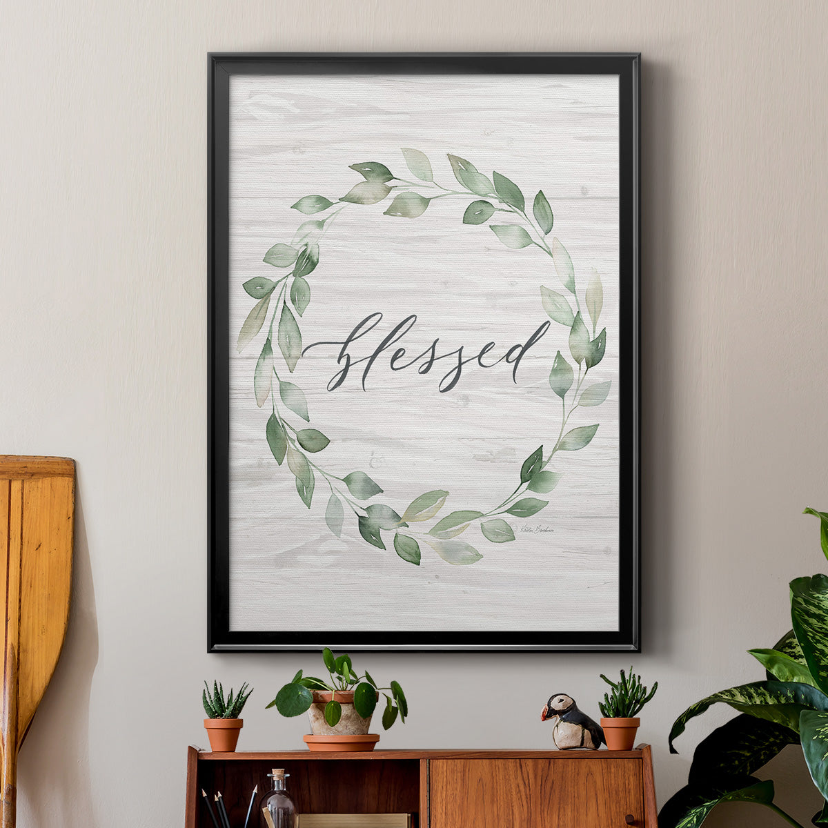 Blessed Wreath - Modern Framed Canvas Print