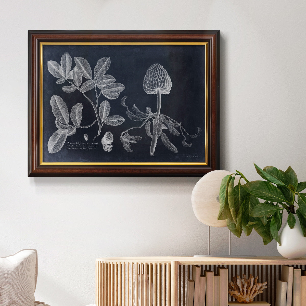 Foliage on Navy II Premium Framed Canvas- Ready to Hang