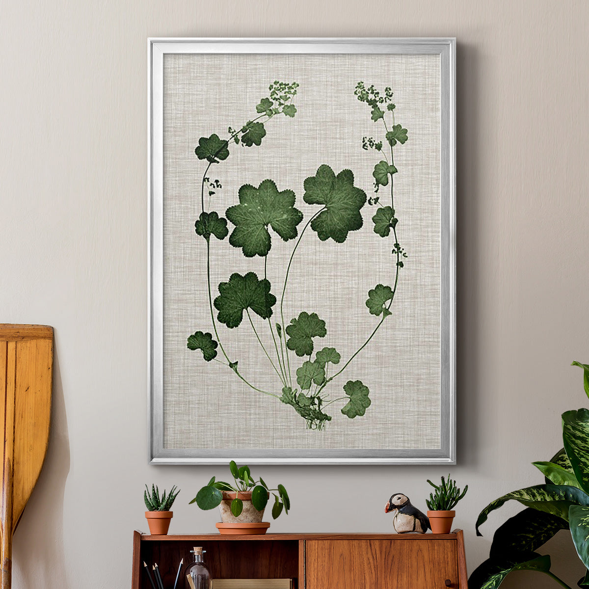 Forest Foliage on Linen II - Modern Framed Canvas Print