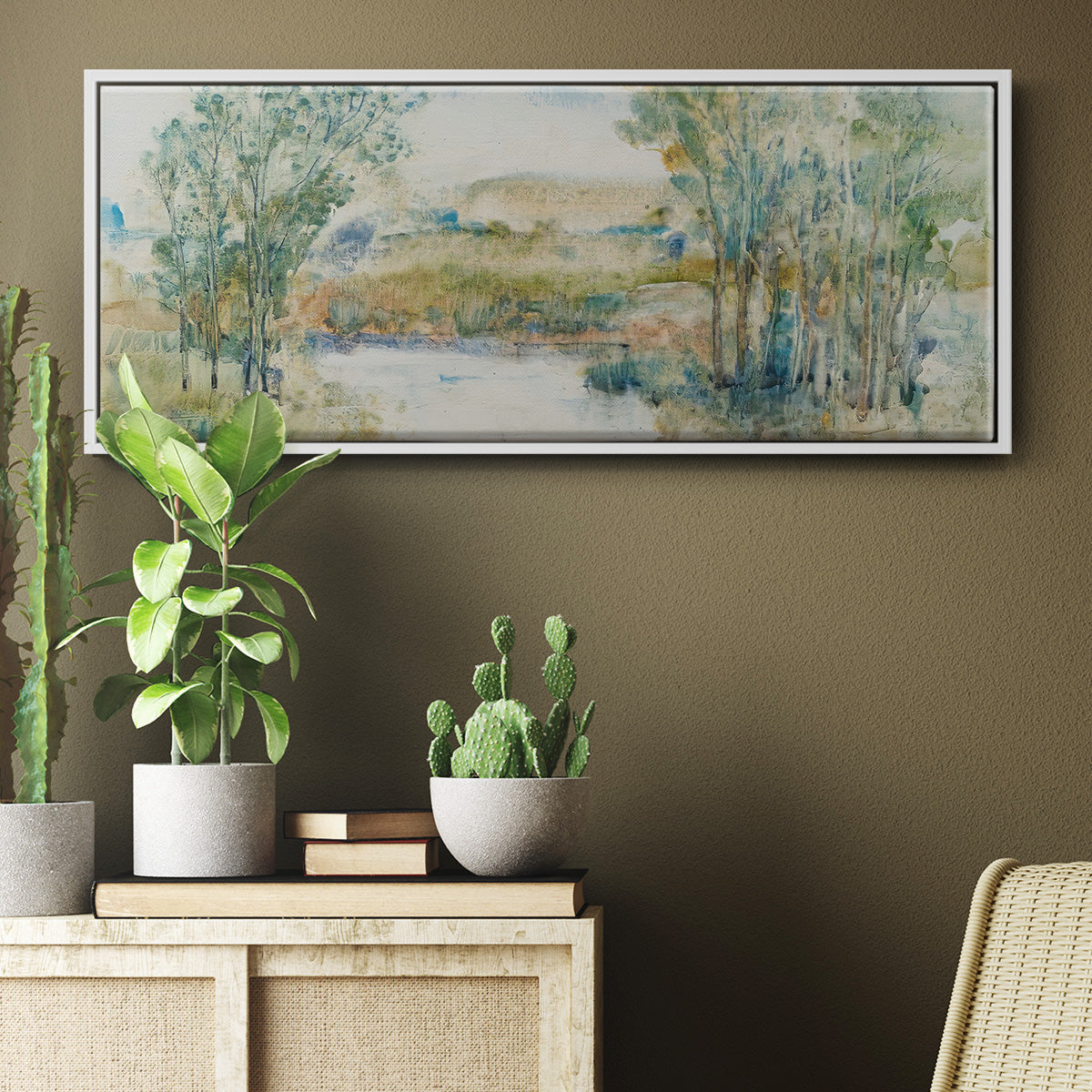 Trees on the Creek I - Floater Framed Canvas Print