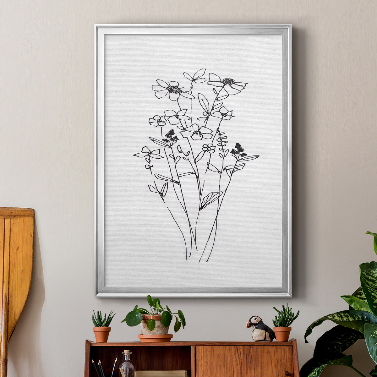 Farmhouse Plants I - Modern Framed Canvas Print