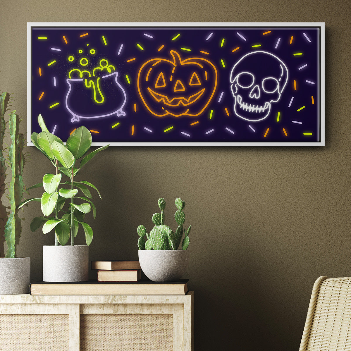 Neon Halloween Collection D - Floater Framed Canvas Print