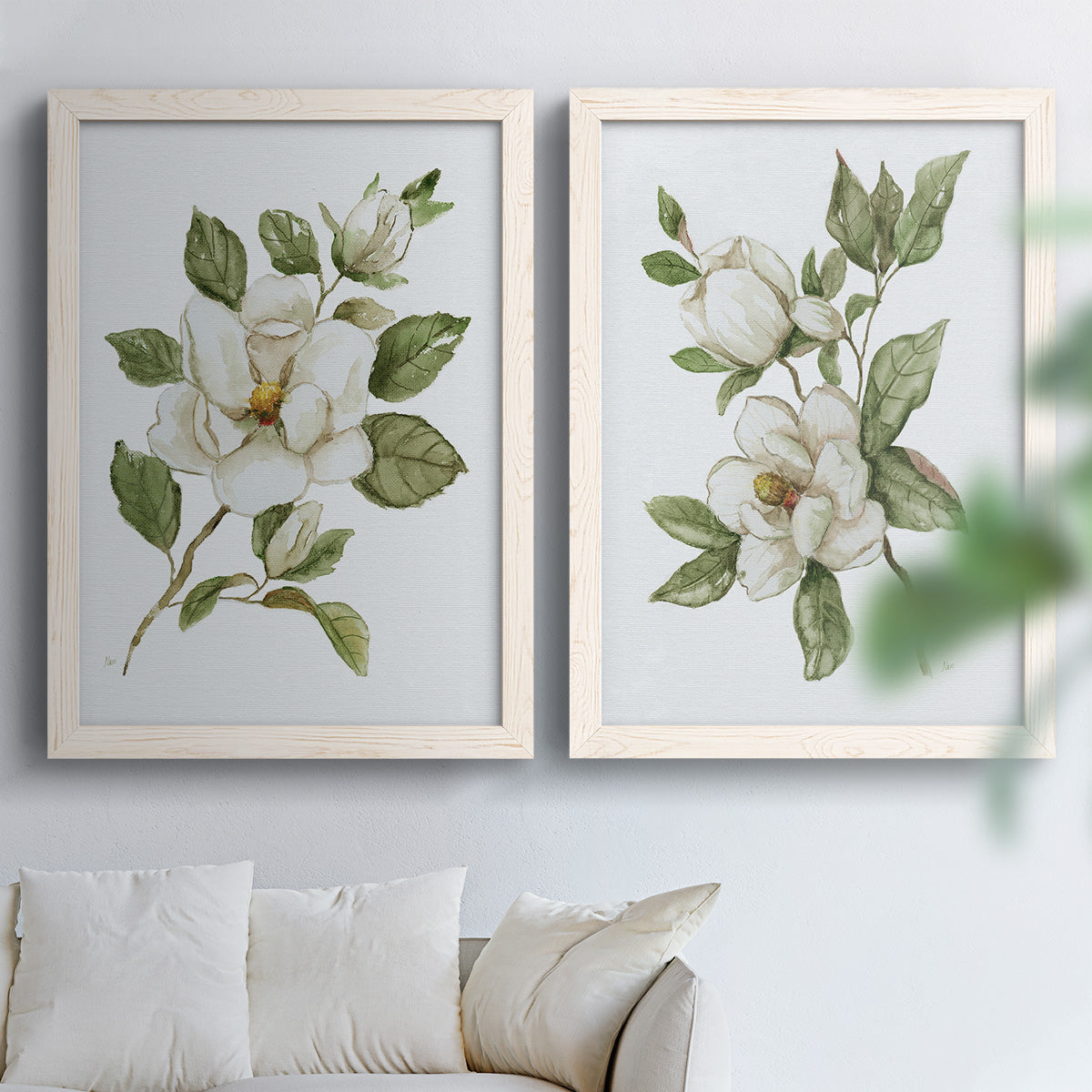 Magnolia Morning I - Premium Framed Canvas 2 Piece Set - Ready to Hang