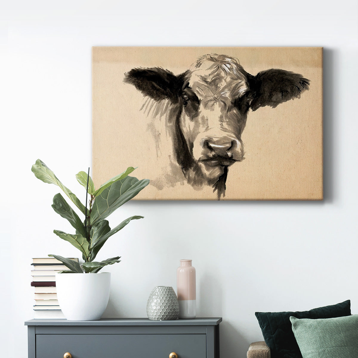 Charcoal Cow II - Canvas Art Print