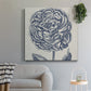 Indigo Floral on Linen V - Canvas Art Print