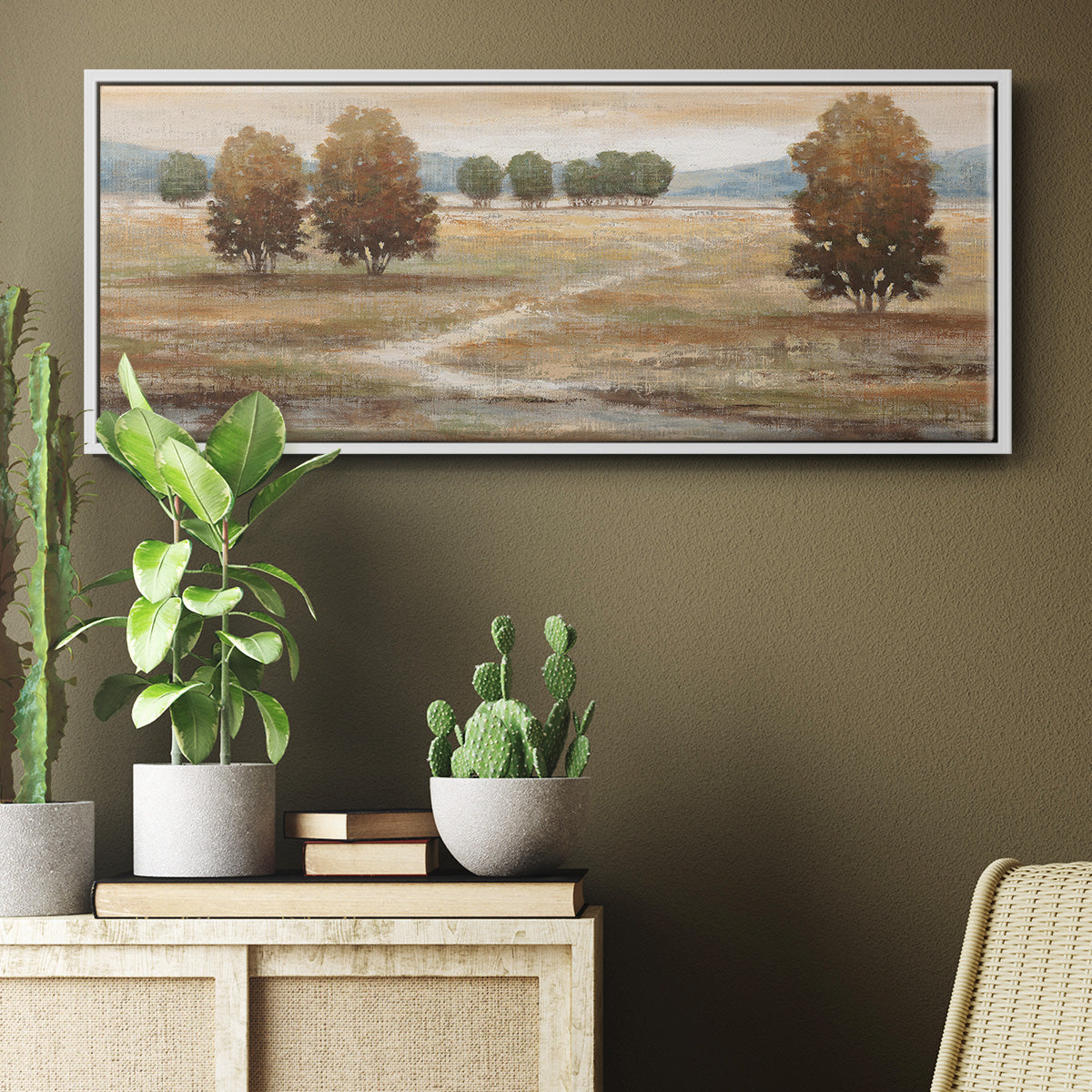 Linen Landscape I - Floater Framed Canvas Print