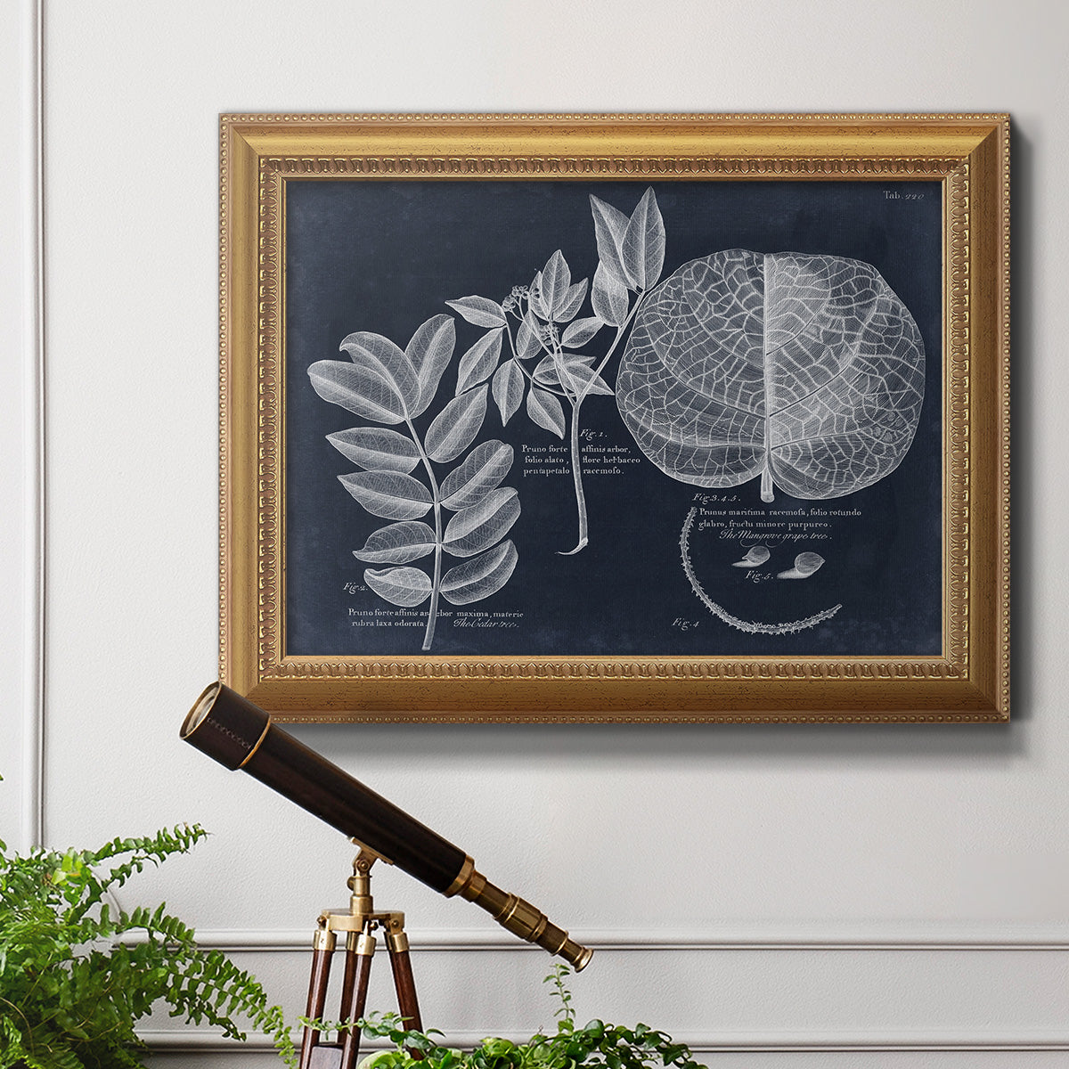 Foliage on Navy I Premium Framed Canvas- Ready to Hang