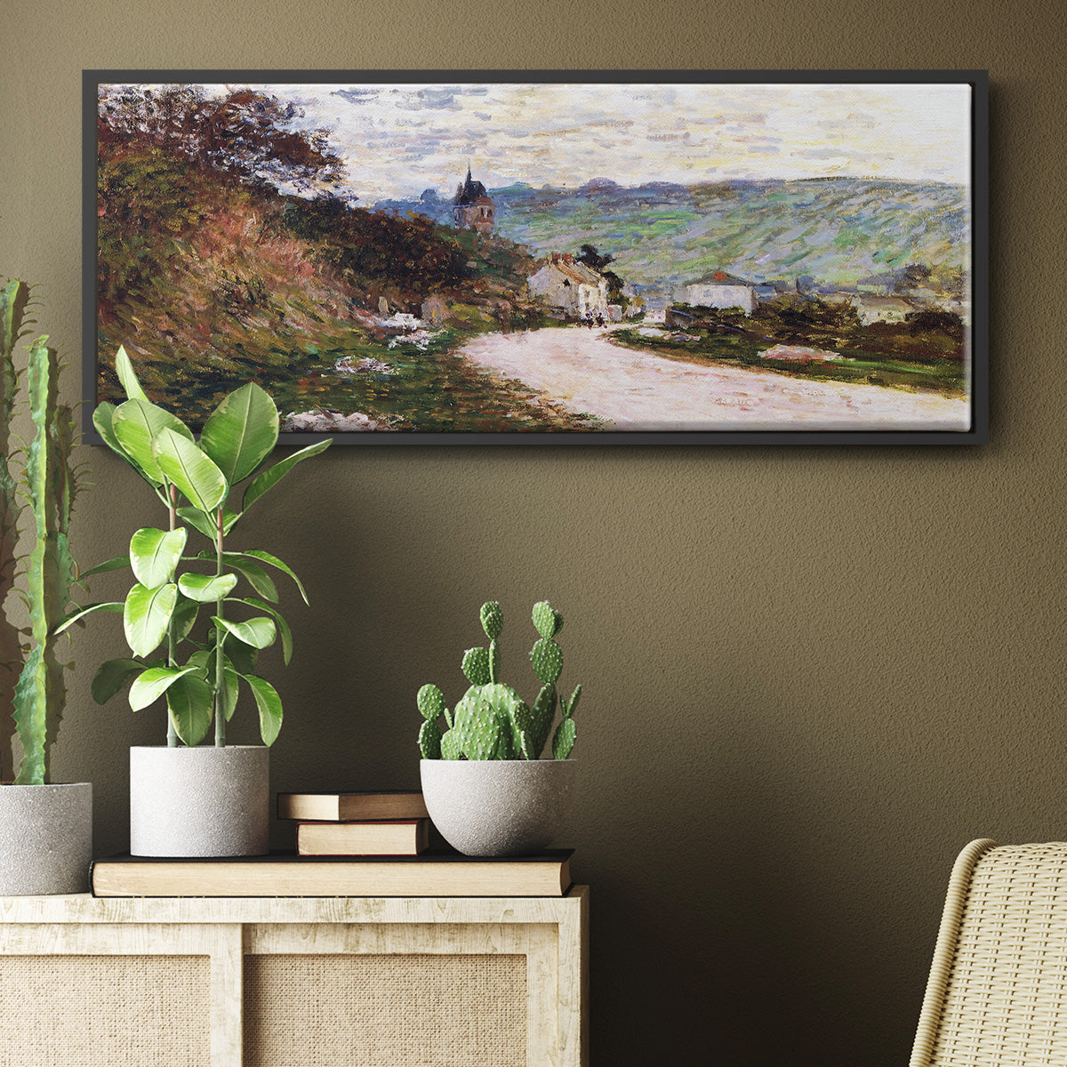 The Road at Vétheuil, 1878 - Floater Framed Canvas Print