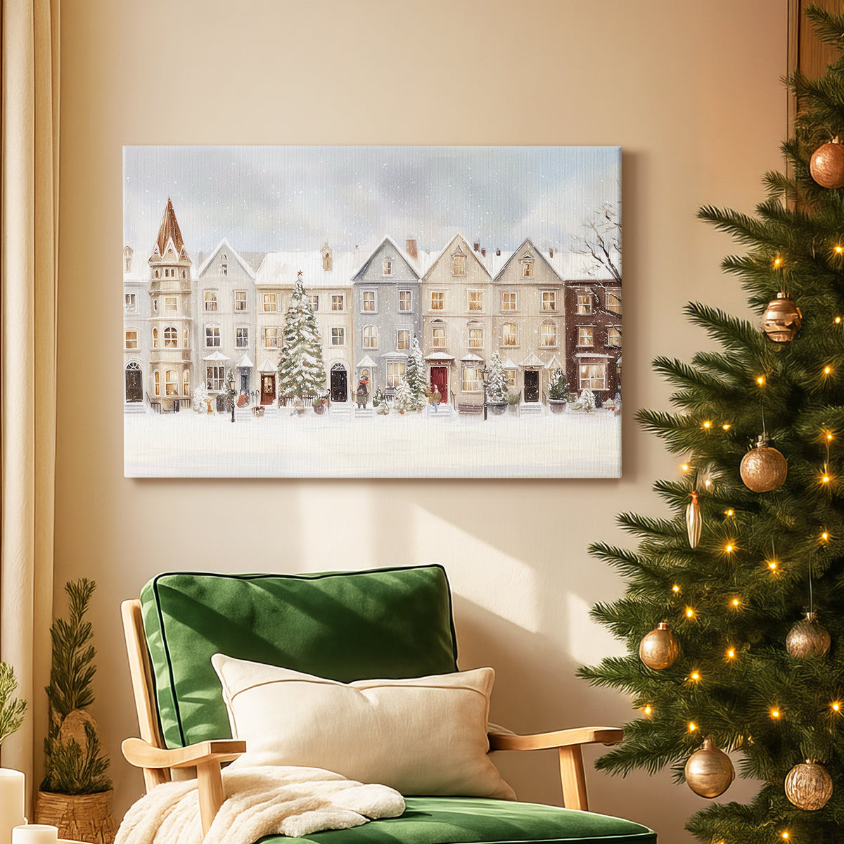 Silver Mistletoe Whisper - Canvas Art Print
