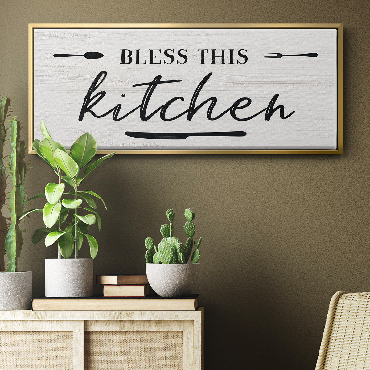 Bless this Kitchen - Floater Framed Canvas Print