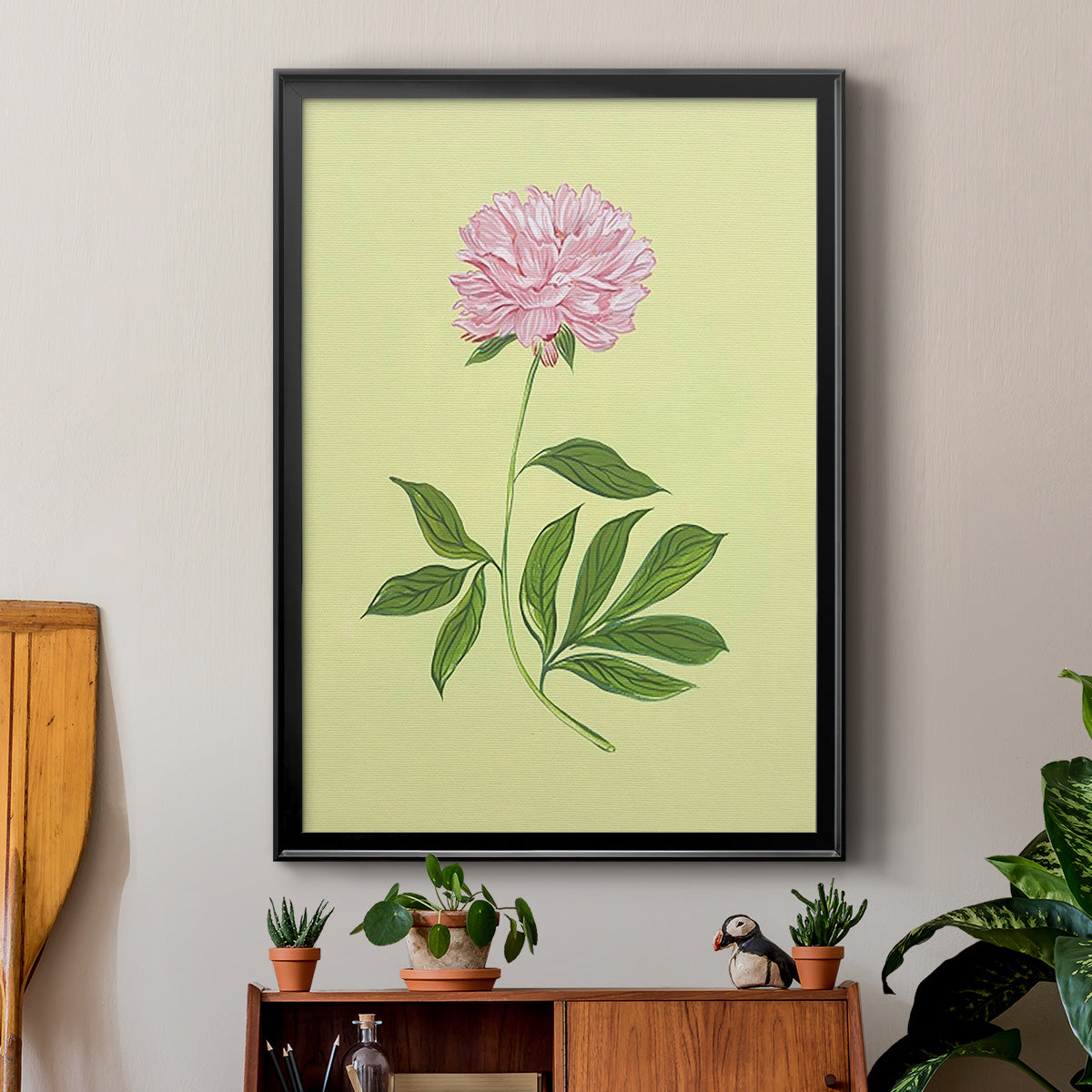 Peonies in Yellow I - Modern Framed Canvas Print